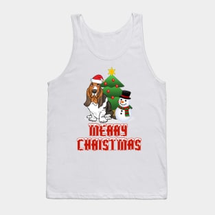 Merry Christmas Basset Hound Design Tank Top